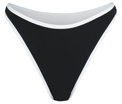 sustainable high waisted thong bikini bottoms with in reversible black and white